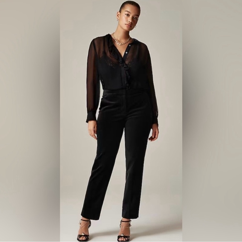 J.Crew Kate slim-fit pant in velvet in black tall 4